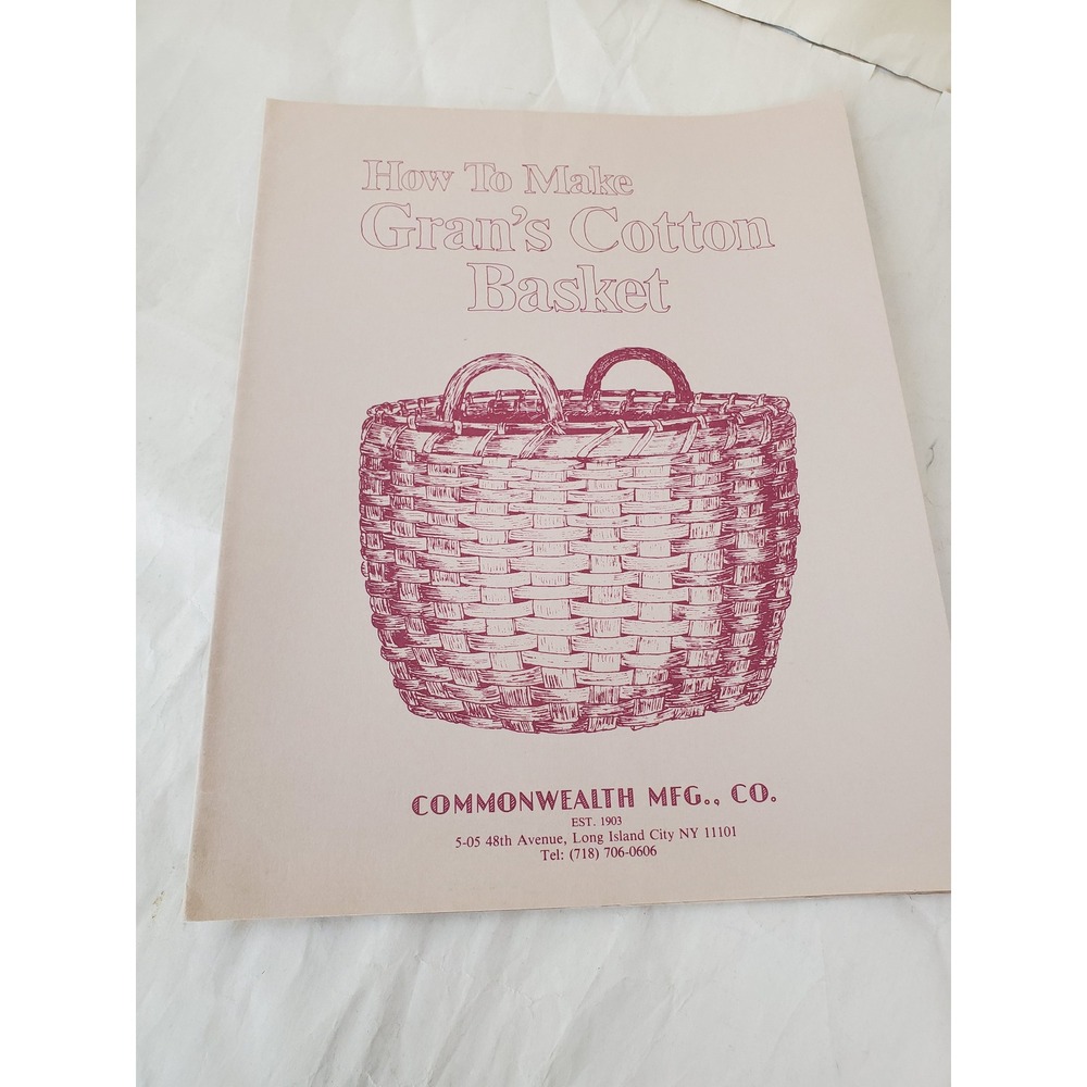 Vntage 1985 Commonwealth Mfg Co Grans Cotton Basket Weaving Pattern Instructions